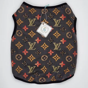 louie vuitton t shirt-grey -colored letters-dog