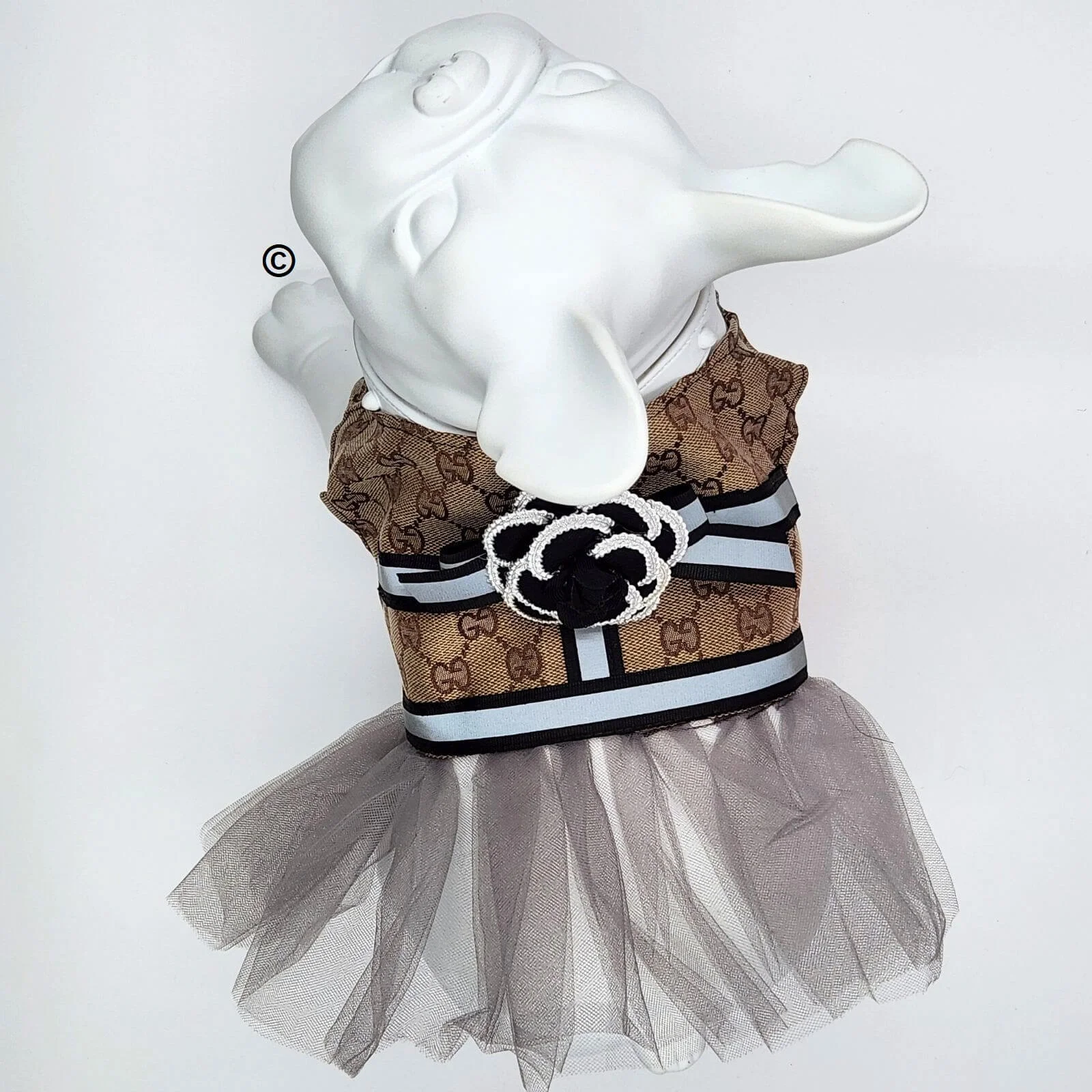 gucci dress with tuape mesh skirt for dogs