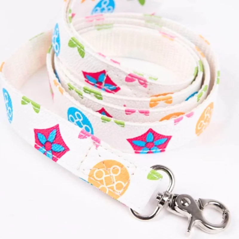 louie vuitton pu leather white harness for dog leash