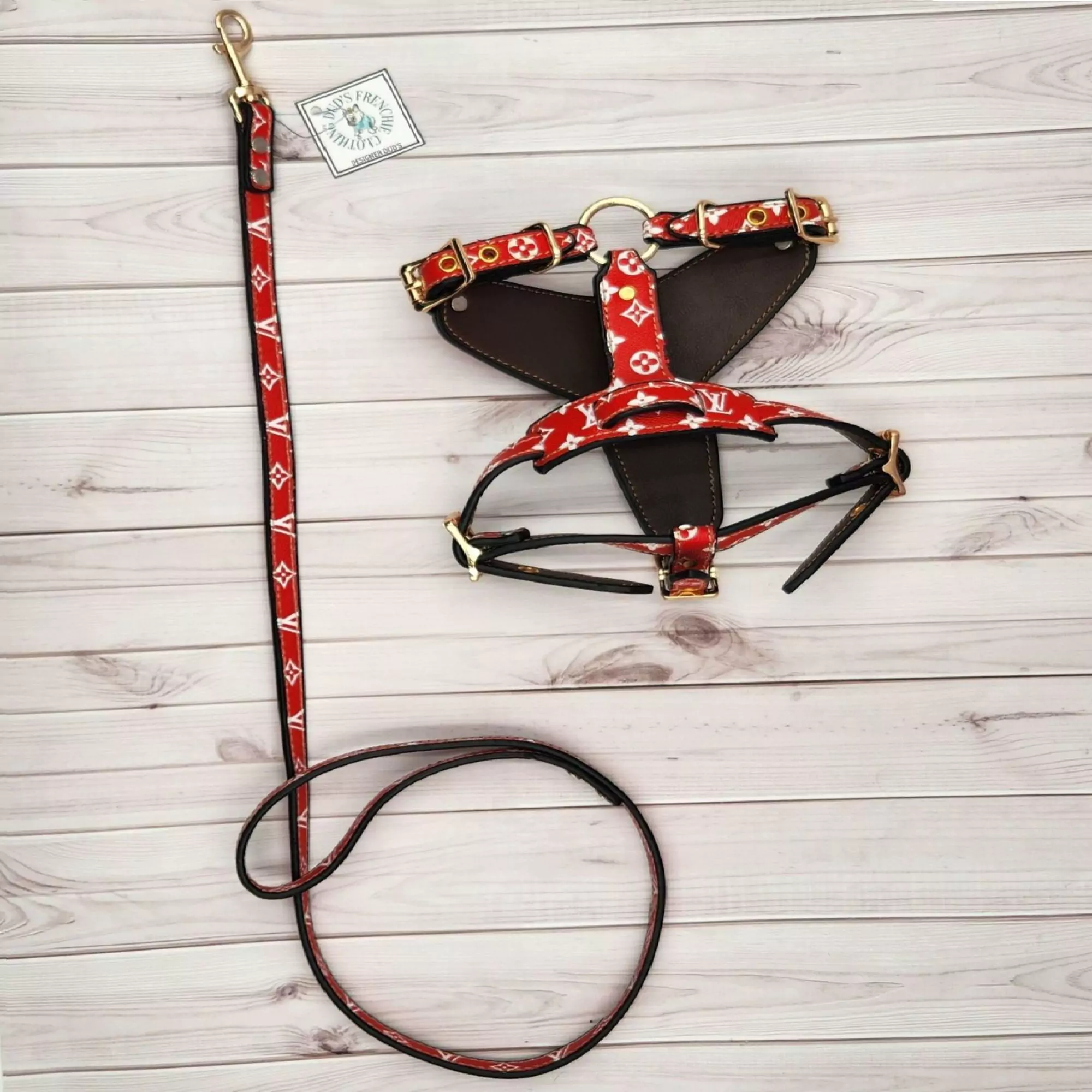 Louie Supreme Red Harness and Matching Leash: Where Elegance Meets Wag-tastic Walks!