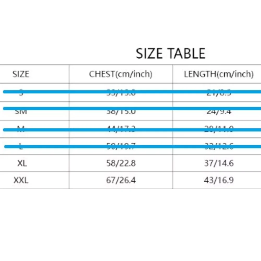 size-chart-Louie Jean Overalls-The Perfect Fusion of Fashion and Function for French Bulldogs