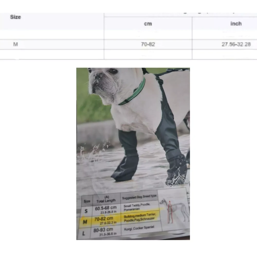 SIZE CHART-Waterproof Dog Boots-Stylish & Durable Hip Boots for Pets1