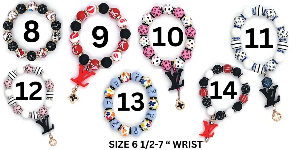 Silicone Beaded Bracelets by Louie, Pior, and Hello Kitty to Match your Furry Friend8 THRU 14