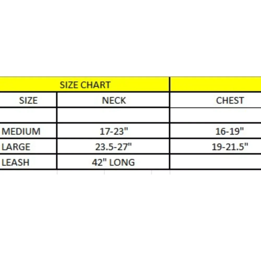 size chart Louie Red Supreme Harness and Matching Leash: Where Elegance Meets Wag-tastic Walks!