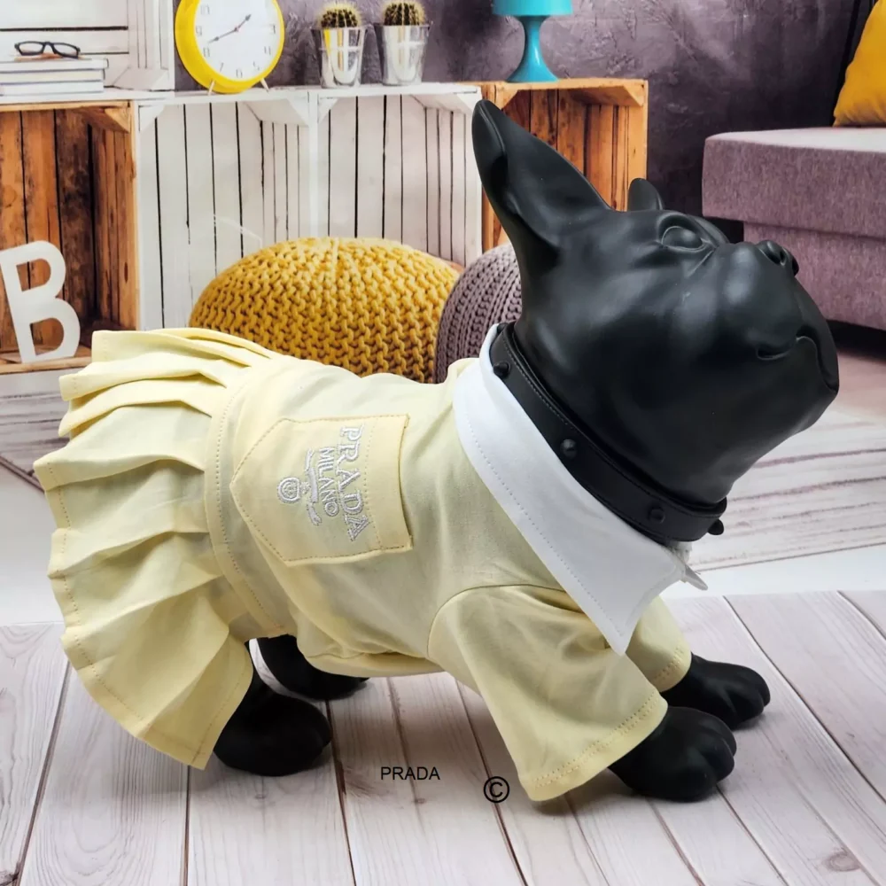 Yellow prada pleaded dress for dogs
